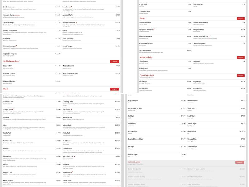 Oki Sushi Menu