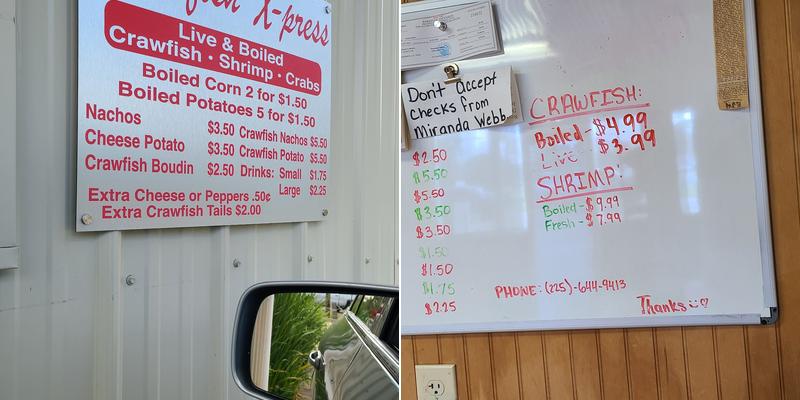 Crawfish X-press Menu