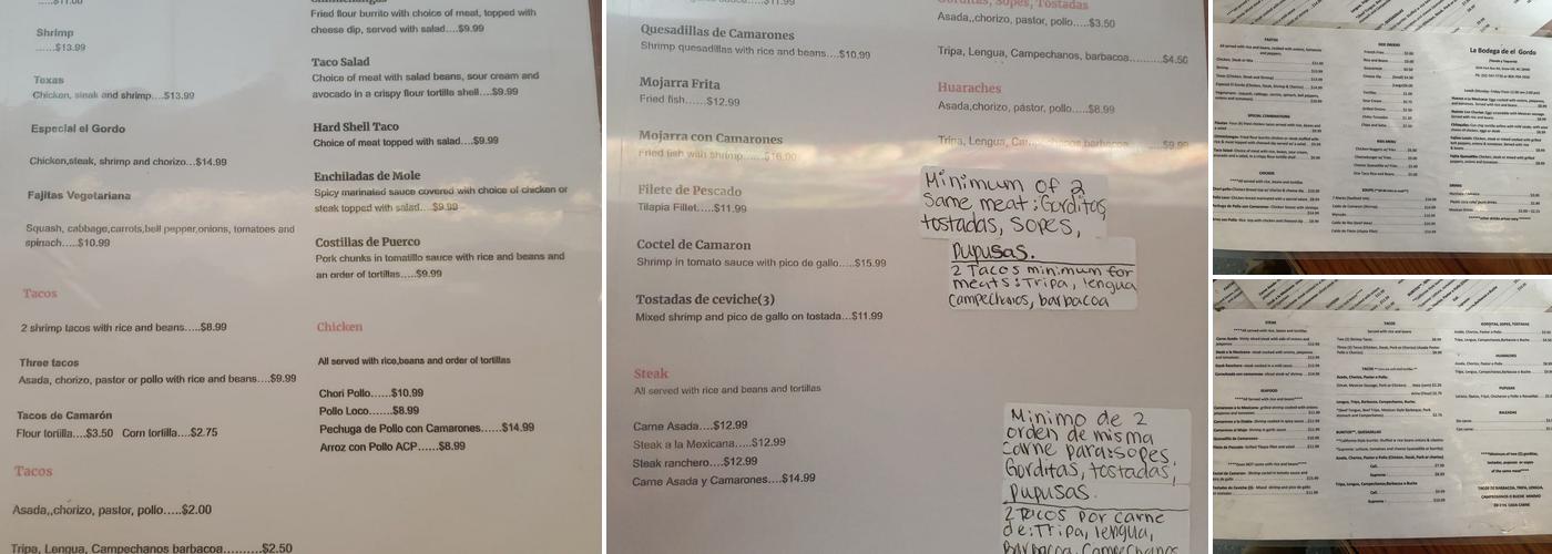 La Bodega Hispana Menu