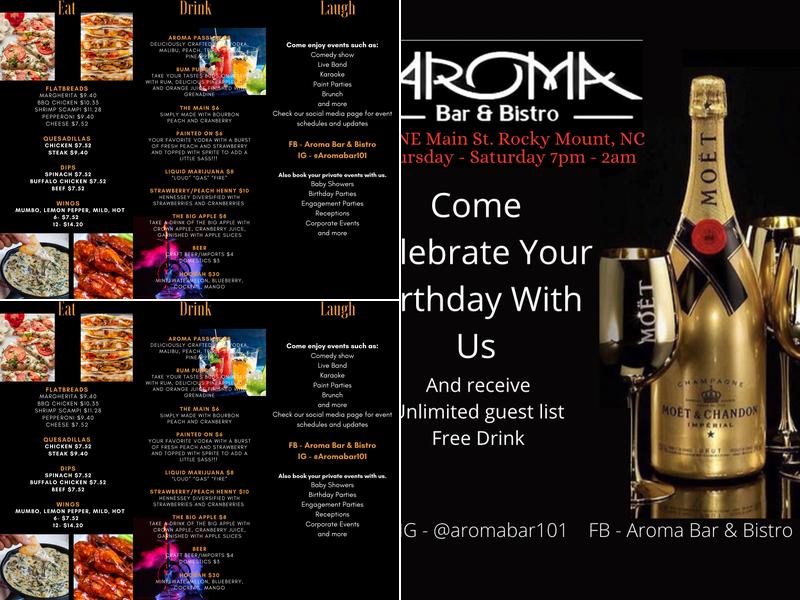 Purple Rain Nightclub Menu