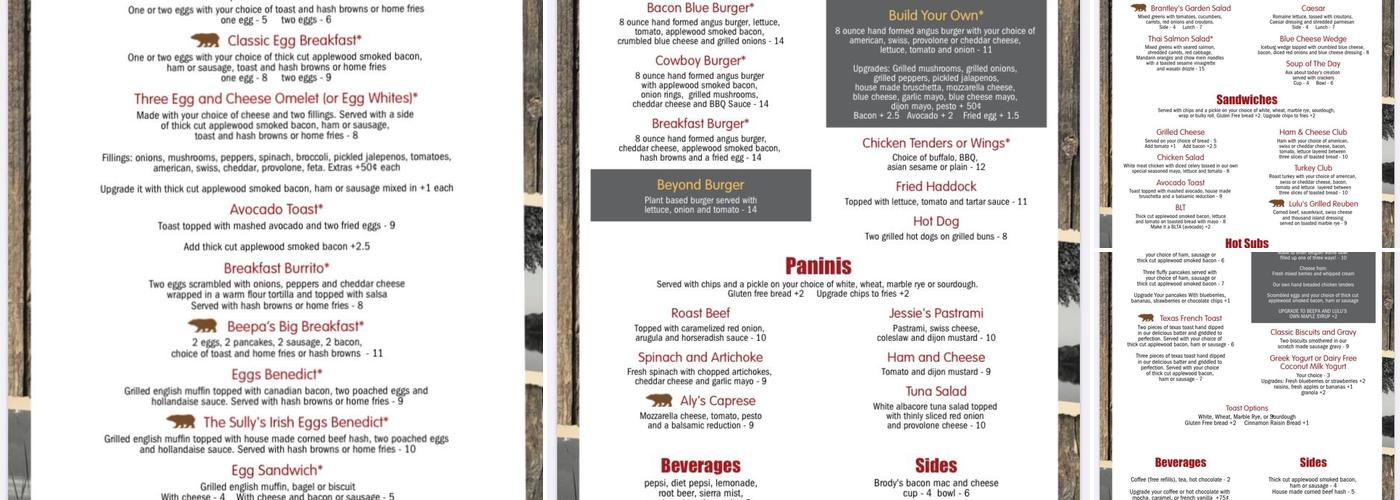 Beepa and Lulu’s restaurant Menu