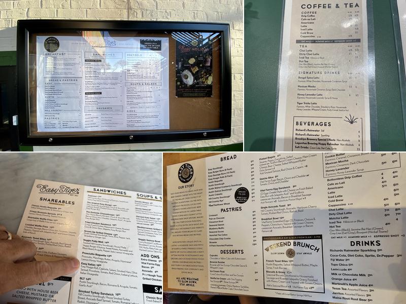 Easy Tiger Menu