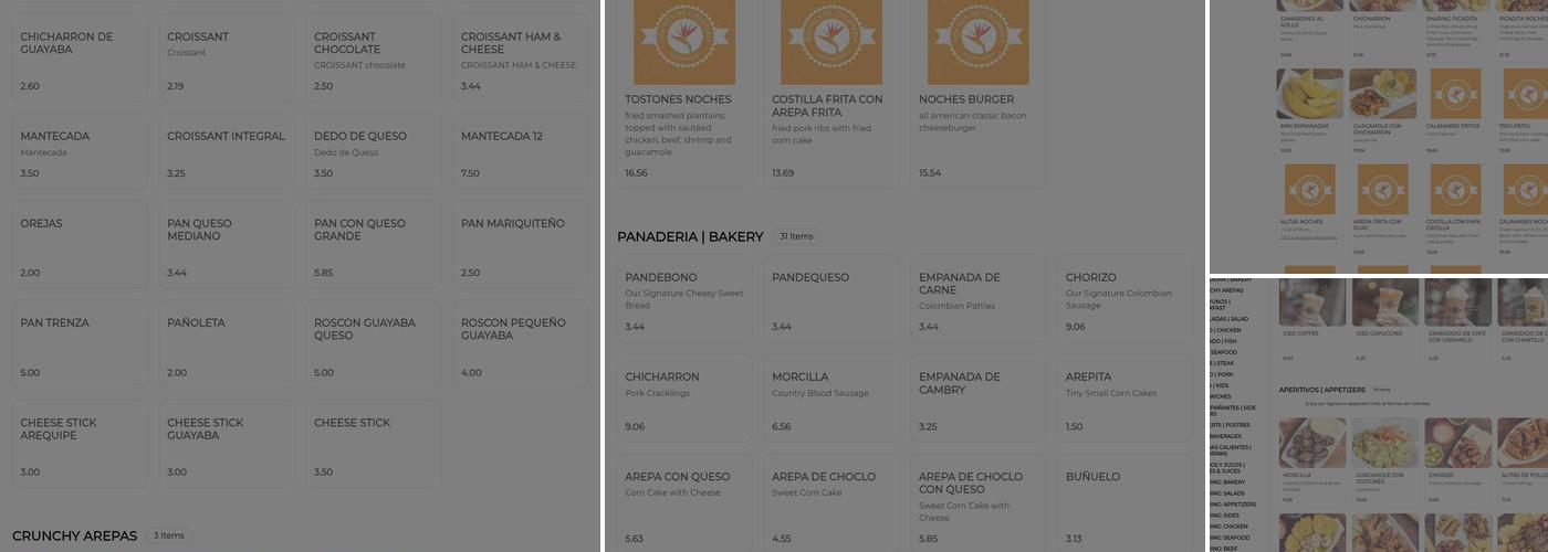 Noches de Colombia Newburgh Menu