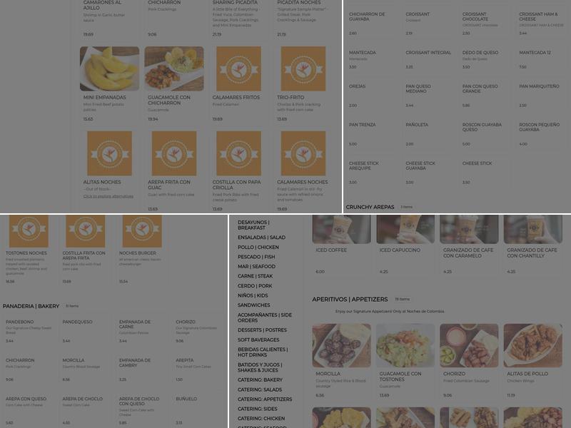 Noches de Colombia Newburgh Menu