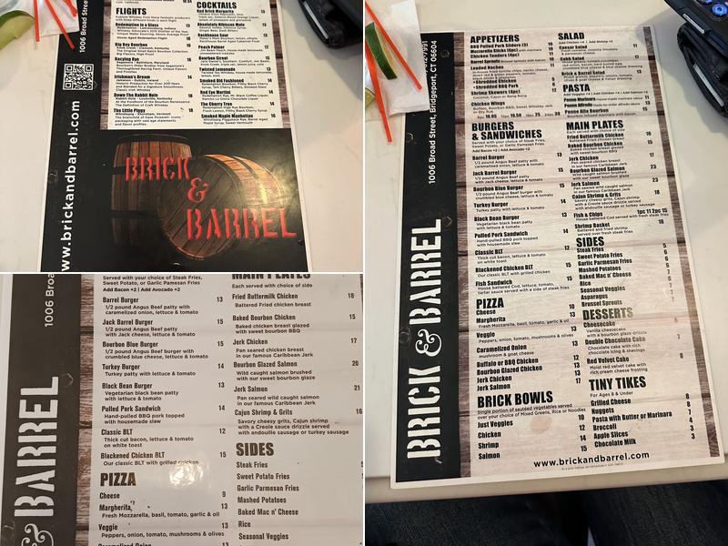 Brick & Barrel Menu