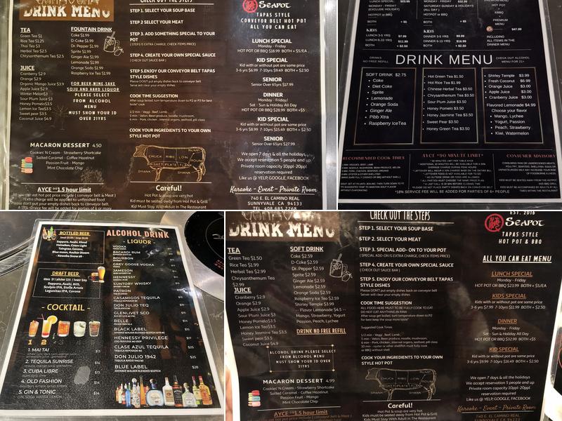 Seapot Hot Pot & Bar Menu