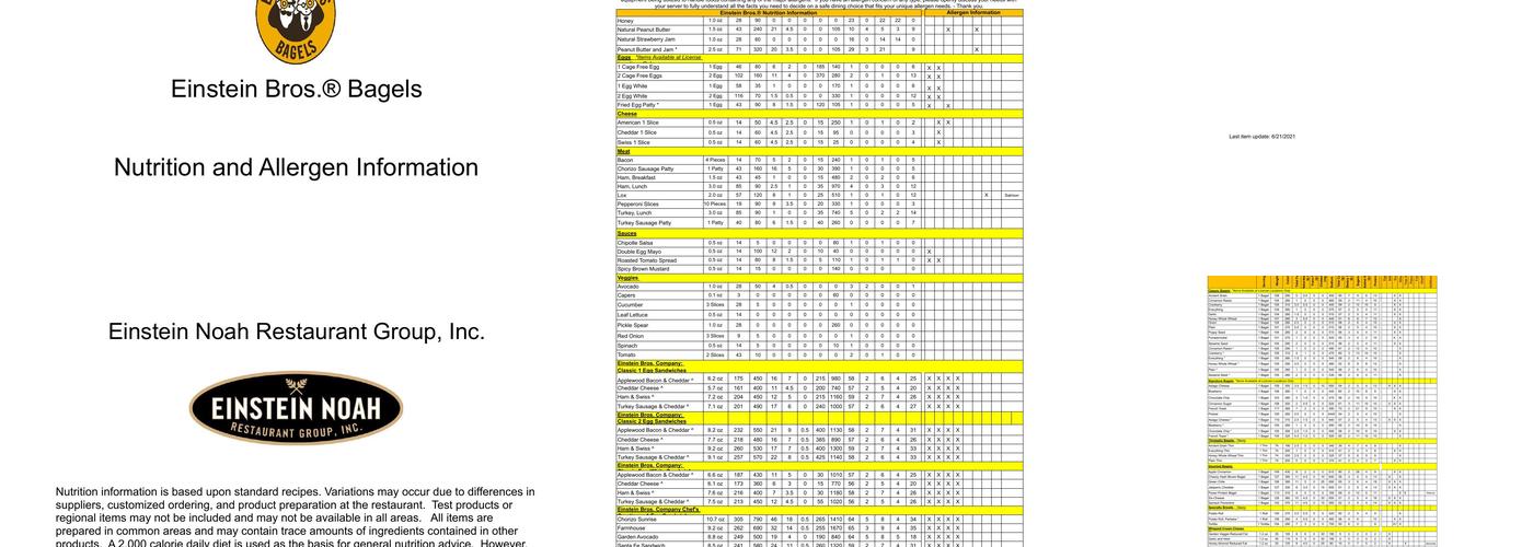Einstein Bros. Bagels Menu