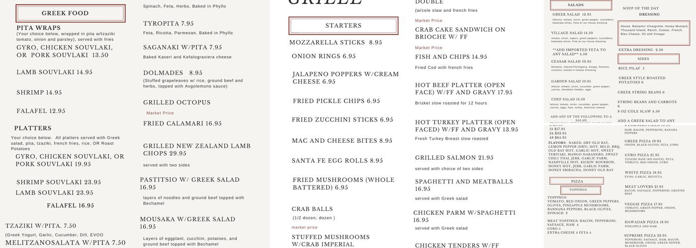 Jimmy's Grille Menu