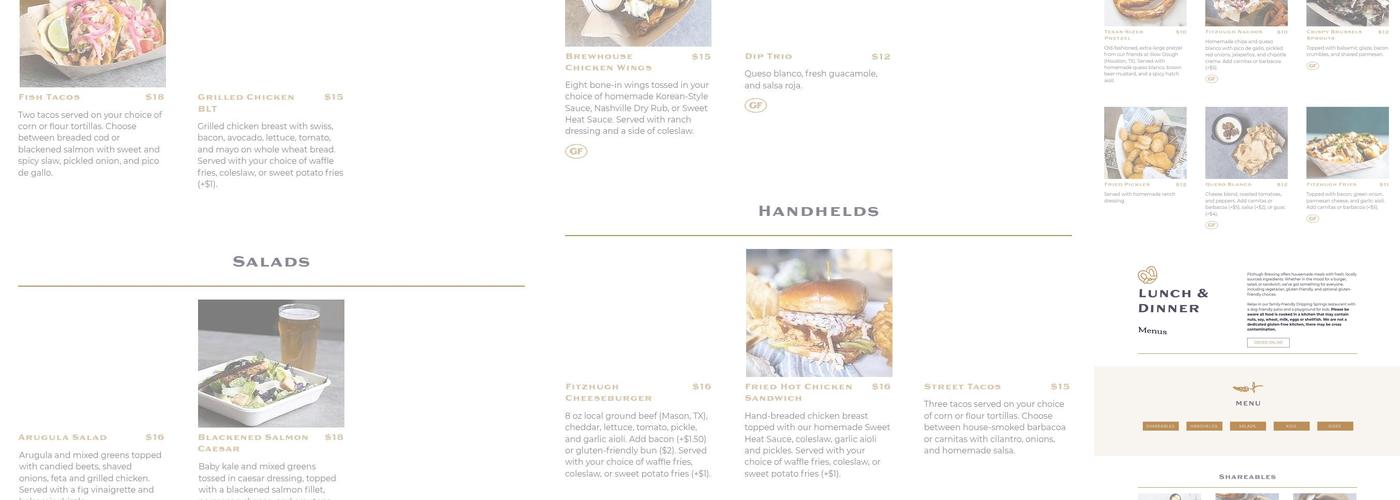 Fitzhugh Brewing Menu