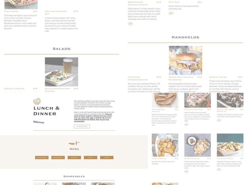 Fitzhugh Brewing Menu