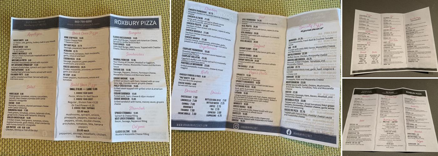 Roxbury Pizza Station Menu