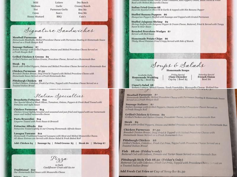 Cucina di Cianci's Menu
