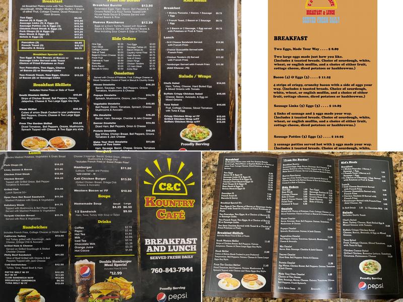 C & C Kountry Cafe Menu