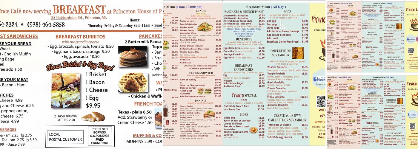 Prince Cafe Menu