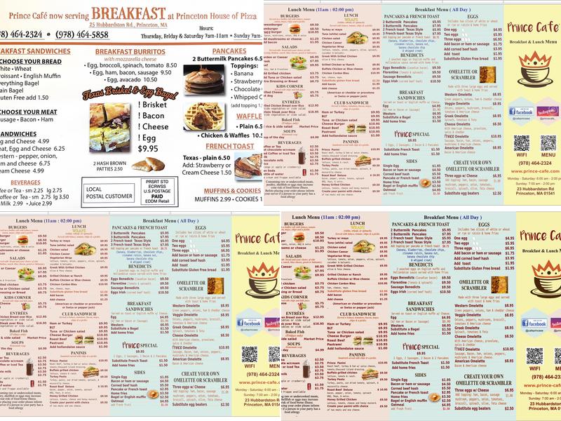Prince Cafe Menu