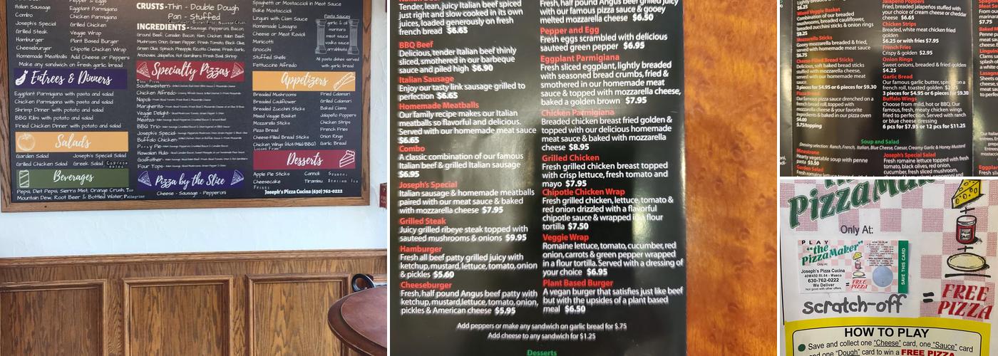 Joseph's Pizza Menu