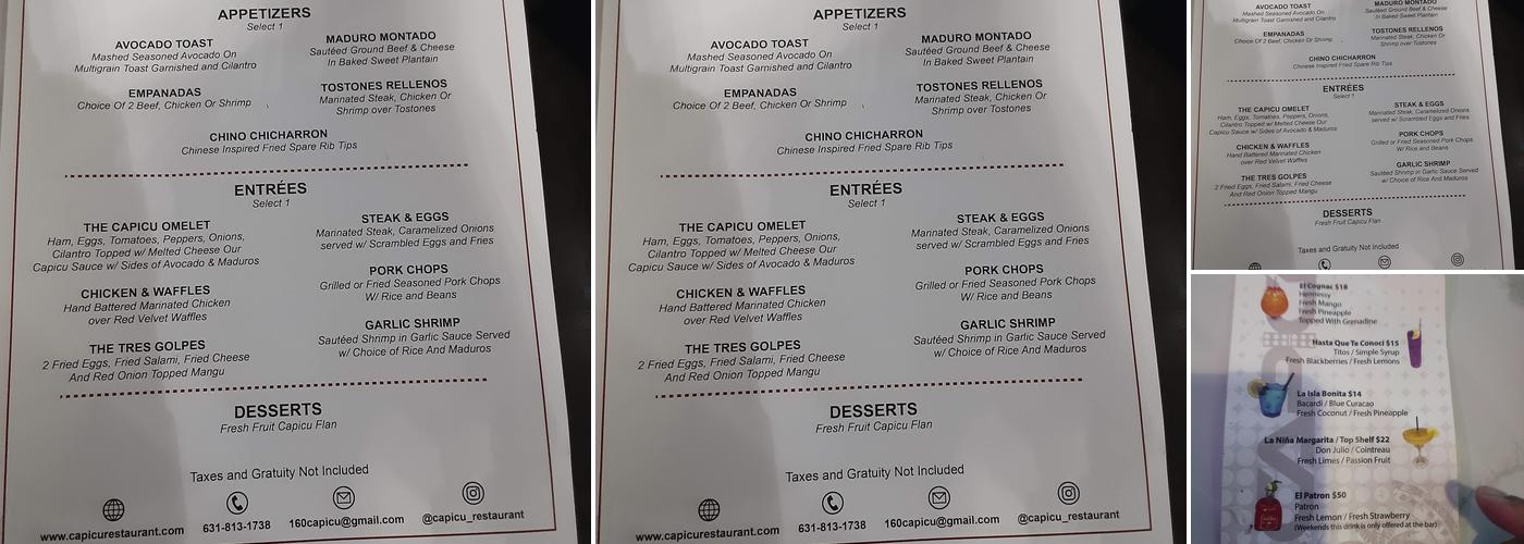 Capicu Restaurant Menu