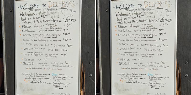Beef boss Menu