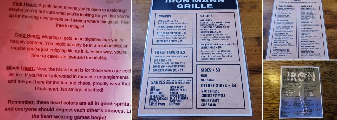 Iron Mann Grille Menu