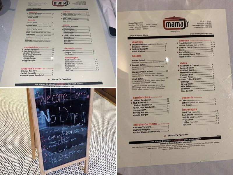 Mama J's Kitchen Menu