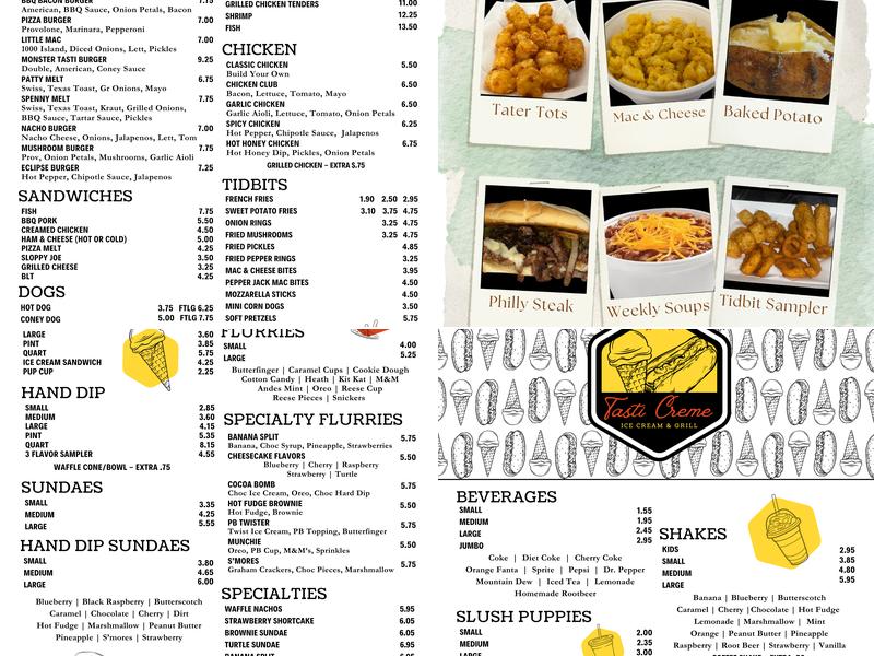 Tasti Creme Menu