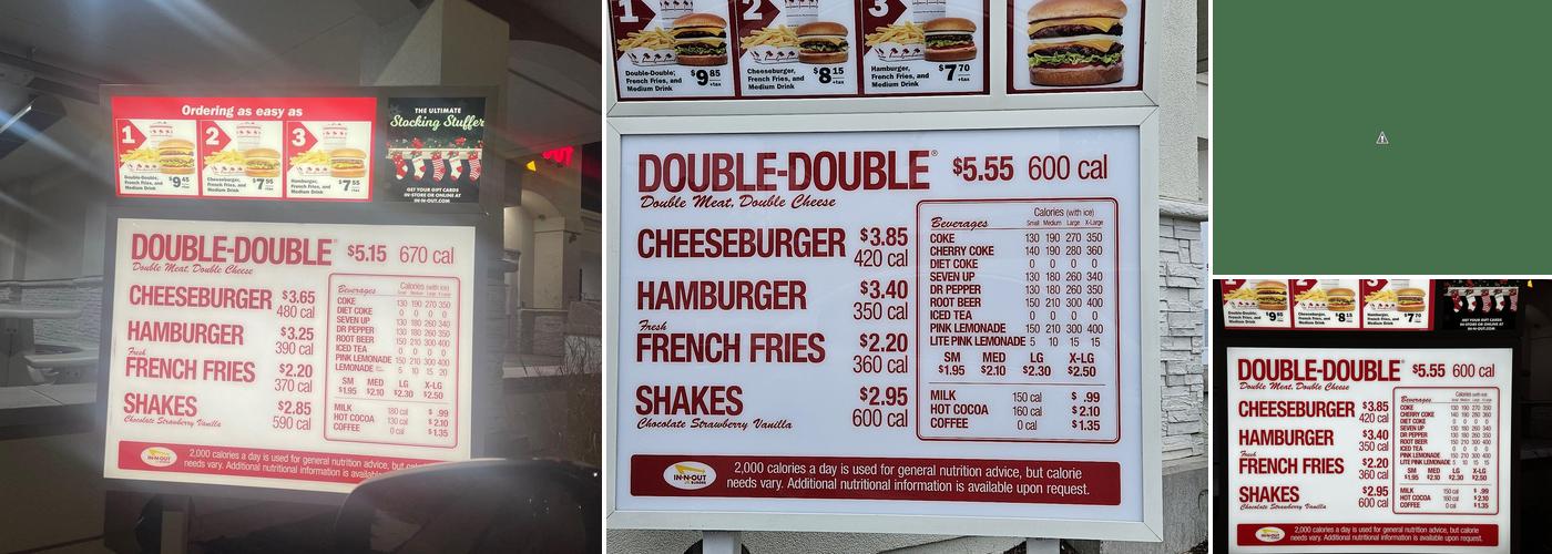 In-N-Out Burger Menu