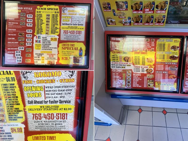 Kokomo fish chicken and gyros Menu