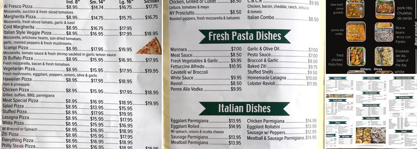Rt 9 Pizza Menu