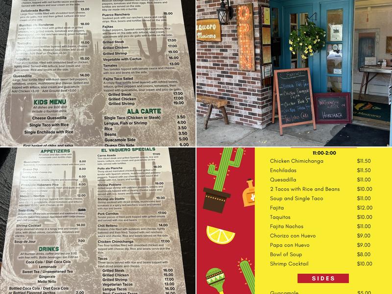 El Vaquero Mexicano Menu