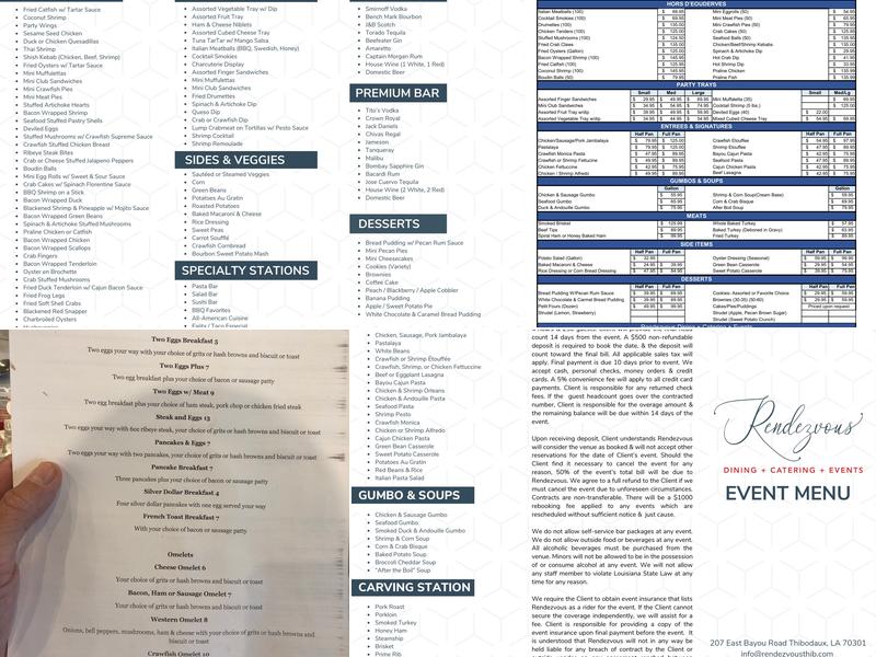 Rendezvous Menu