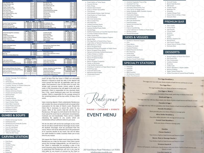 Rendezvous Menu