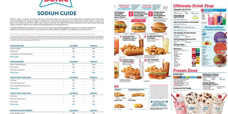 Sonic Drive-In Menu