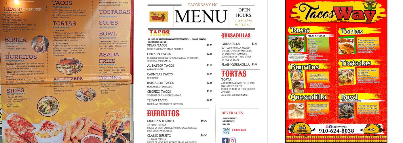 Tacos Way NC Menu