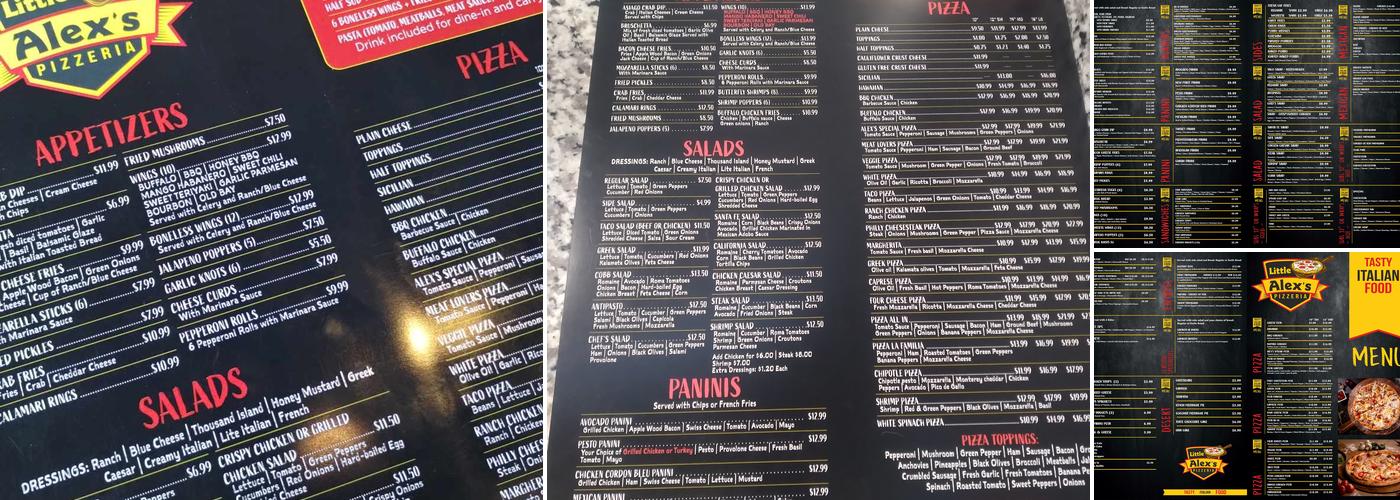 Little Alex's Pizzeria Menu