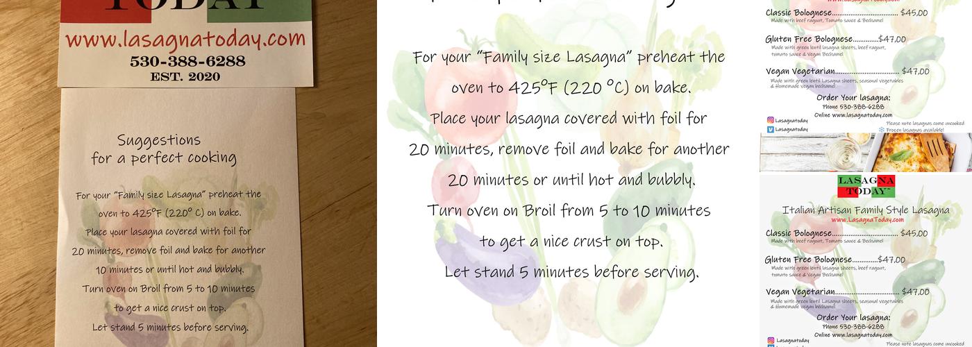 Lasagna Today Menu