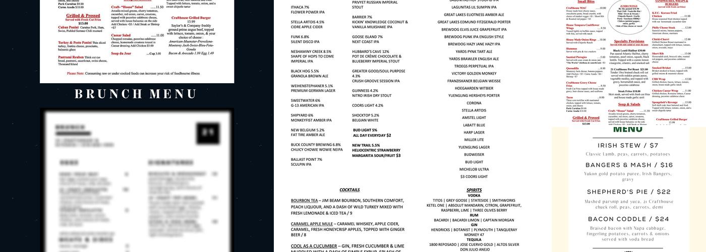 21 Crafthouse & Kitchen Menu