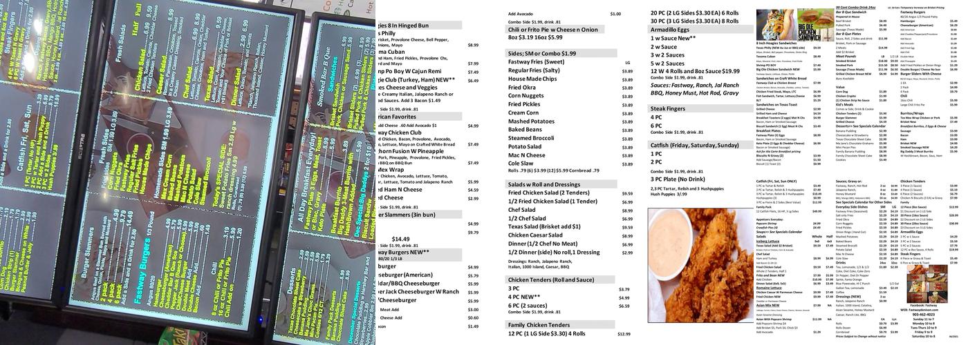 Fastway Menu