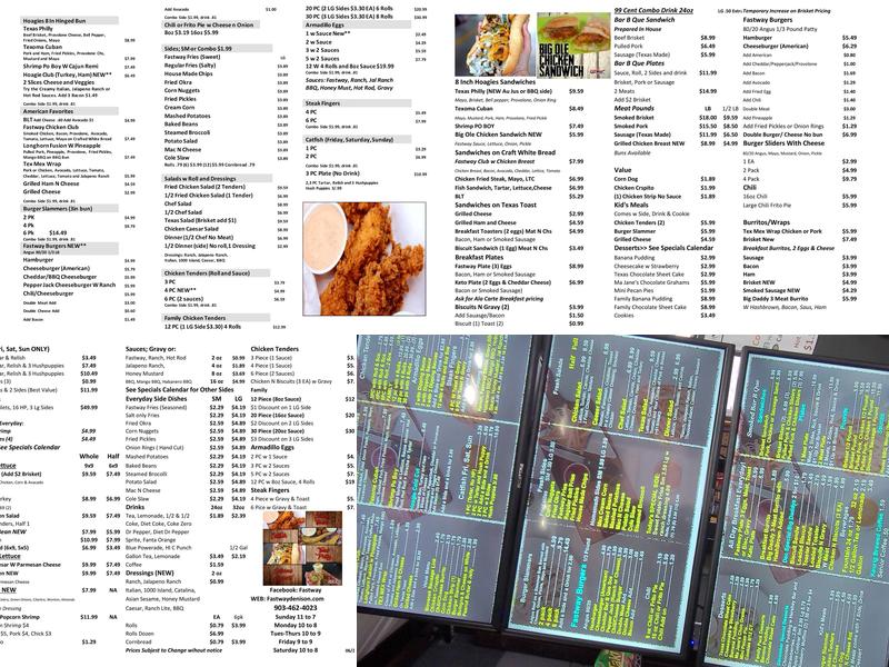 Fastway Menu