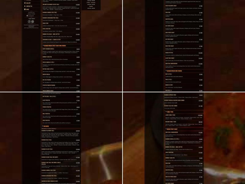 Rajwadi Thali Chaat & Sweets Menu