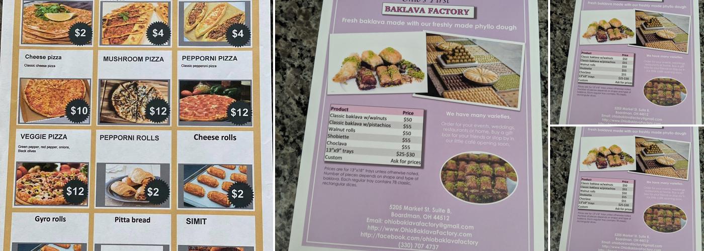 Baklava Factory Menu