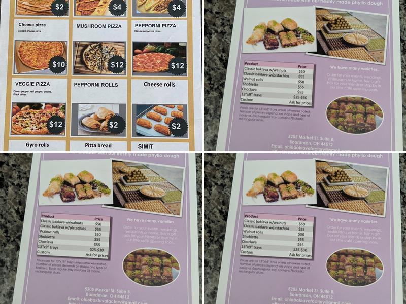 Baklava Factory Menu