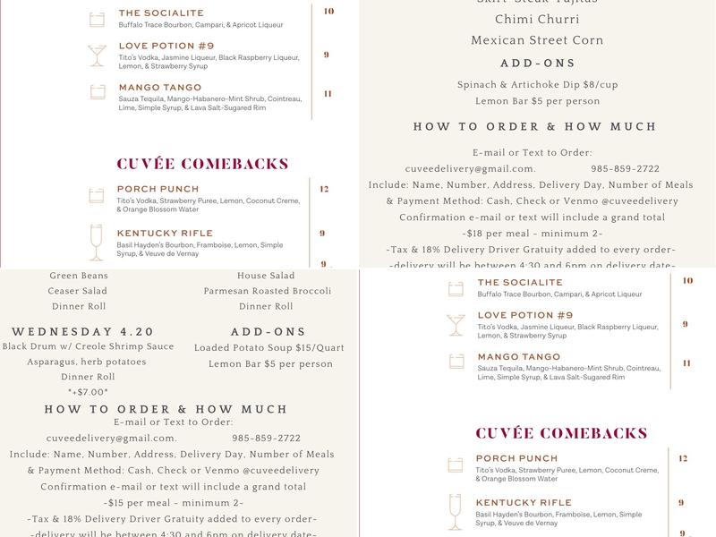 Cuvée Wine Bar and Bistro Menu