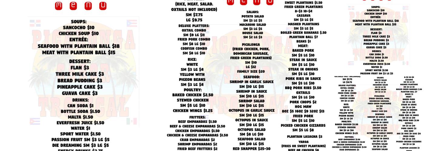 Picalonga Sabor Tropical Menu