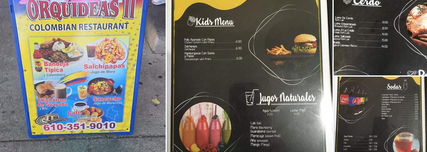 Las Orquideas 2 Colombian restaurant Menu