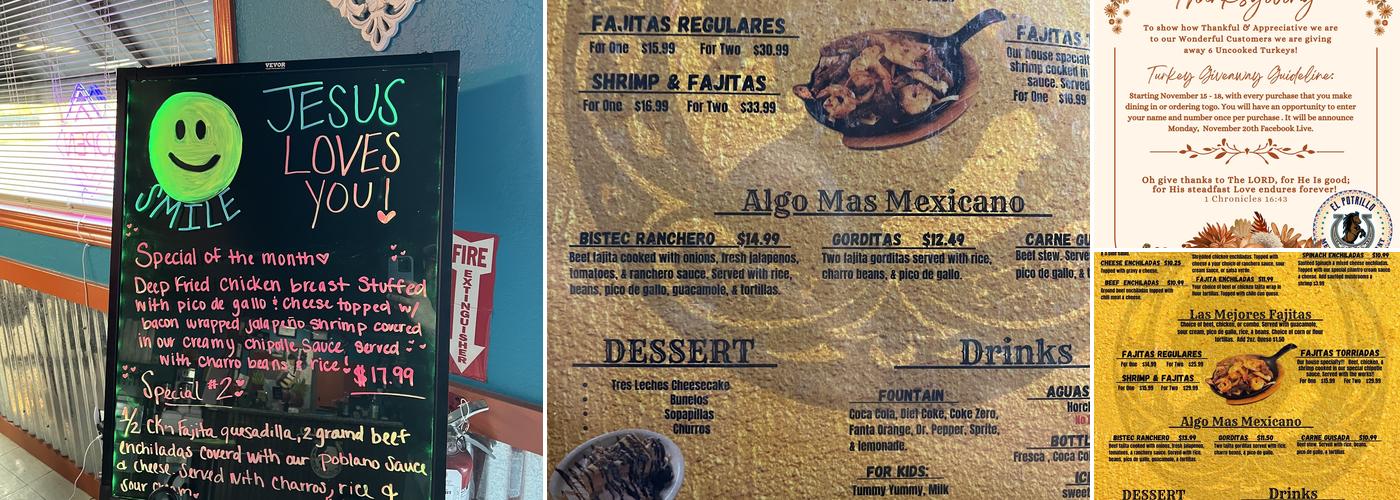 El Potrillo Menu