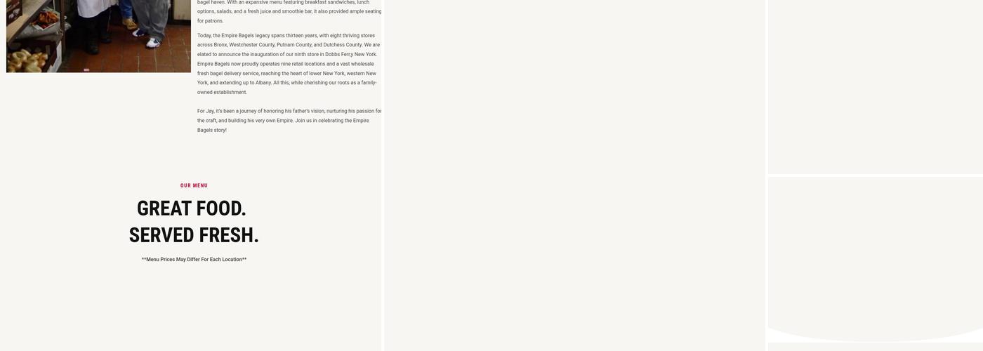 EMPIRE BAGELS Menu