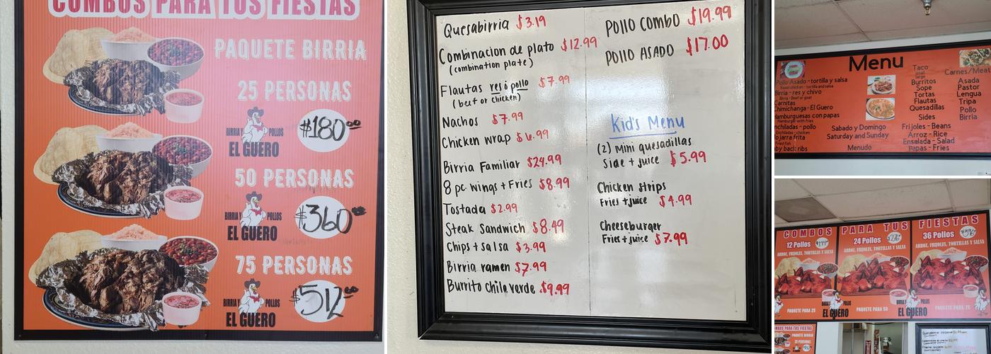 Birria Y Pollos El Guero Menu