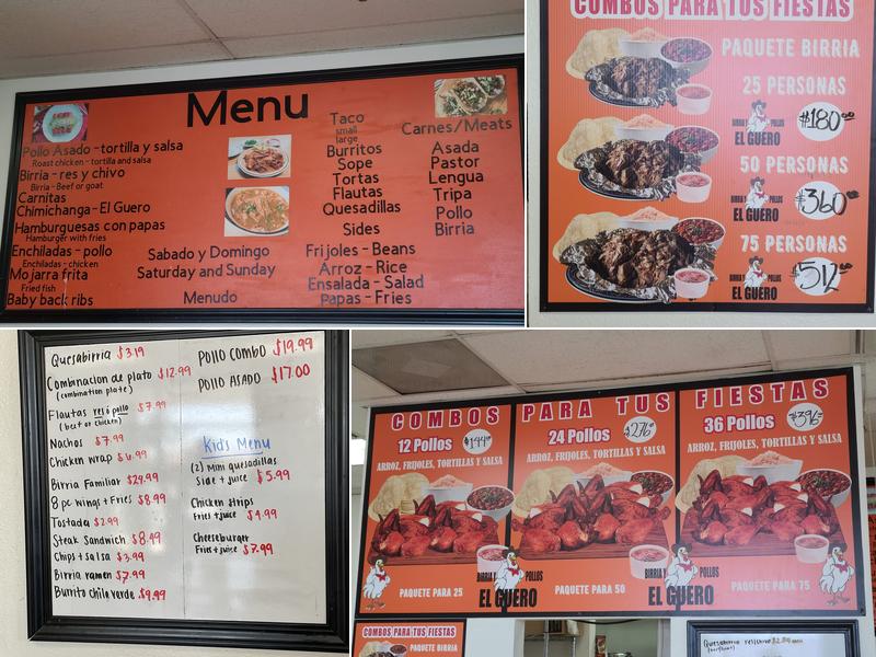 Birria Y Pollos El Guero Menu