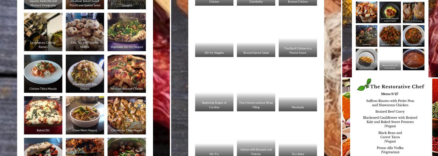 The Restorative Chef Personal Chef Service Menu