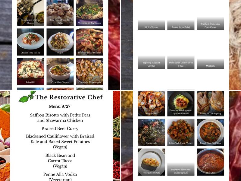 The Restorative Chef Personal Chef Service Menu